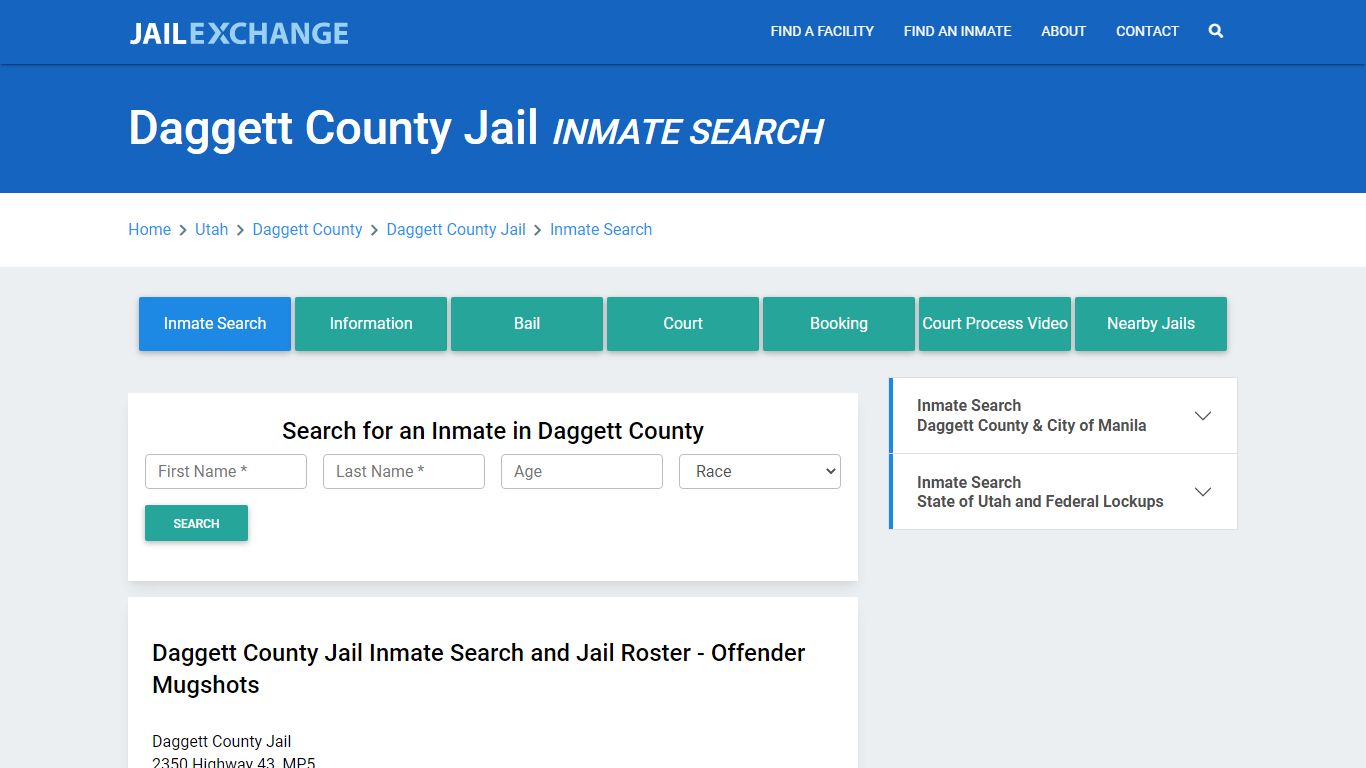 Daggett County Jail, UT Inmate Search: Roster & Mugshots