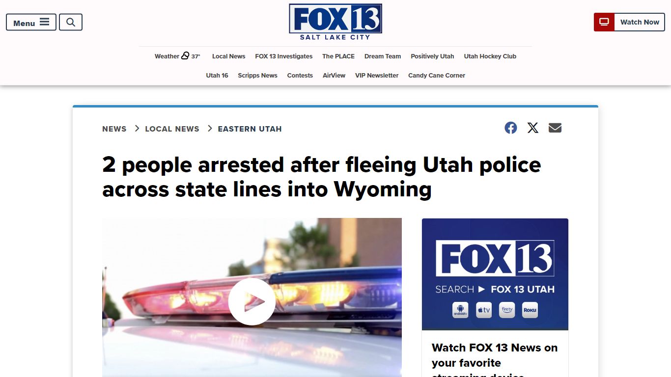 2 people arrested after fleeing Utah police across state lines into Wyoming