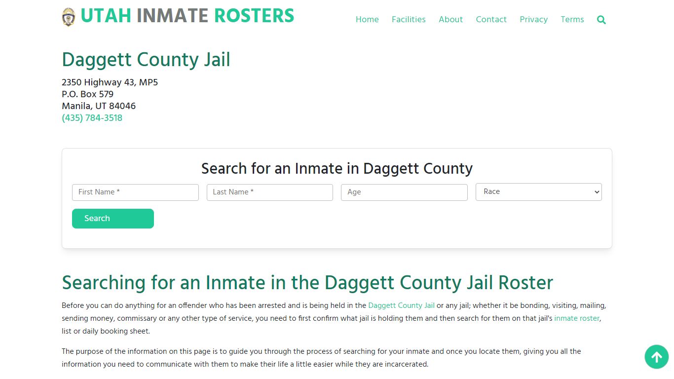 Daggett County Jail UT: Inmate Search & Roster